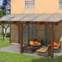 Skan Holz Terrassenüberdachung Venezia, 541x289 cm, Nussbaum Leimholz mit Polycarbonat Dach.