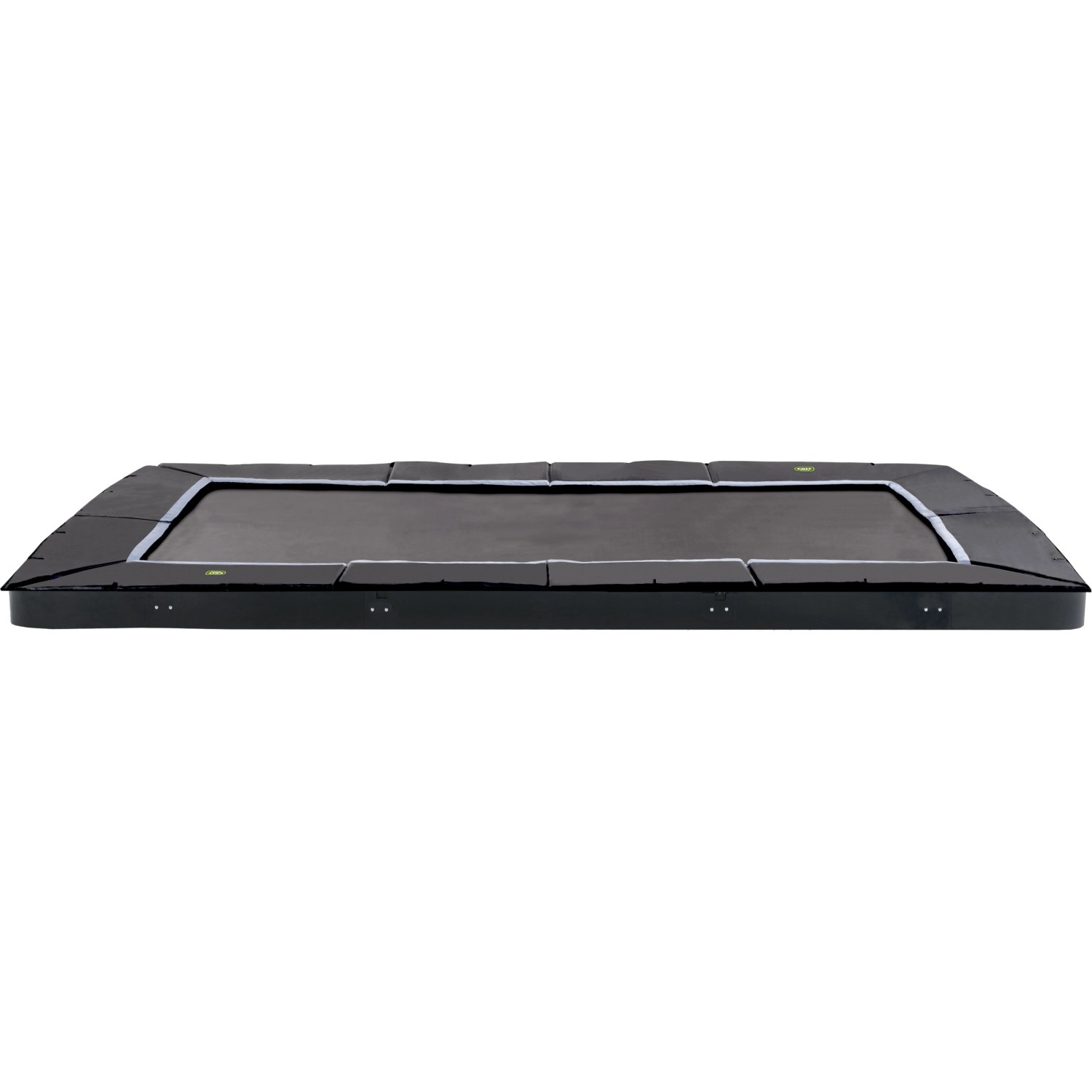Schwarzes Exit Toys Dynamic Sports Bodentrampolin, 244x427 cm, ohne Netz.