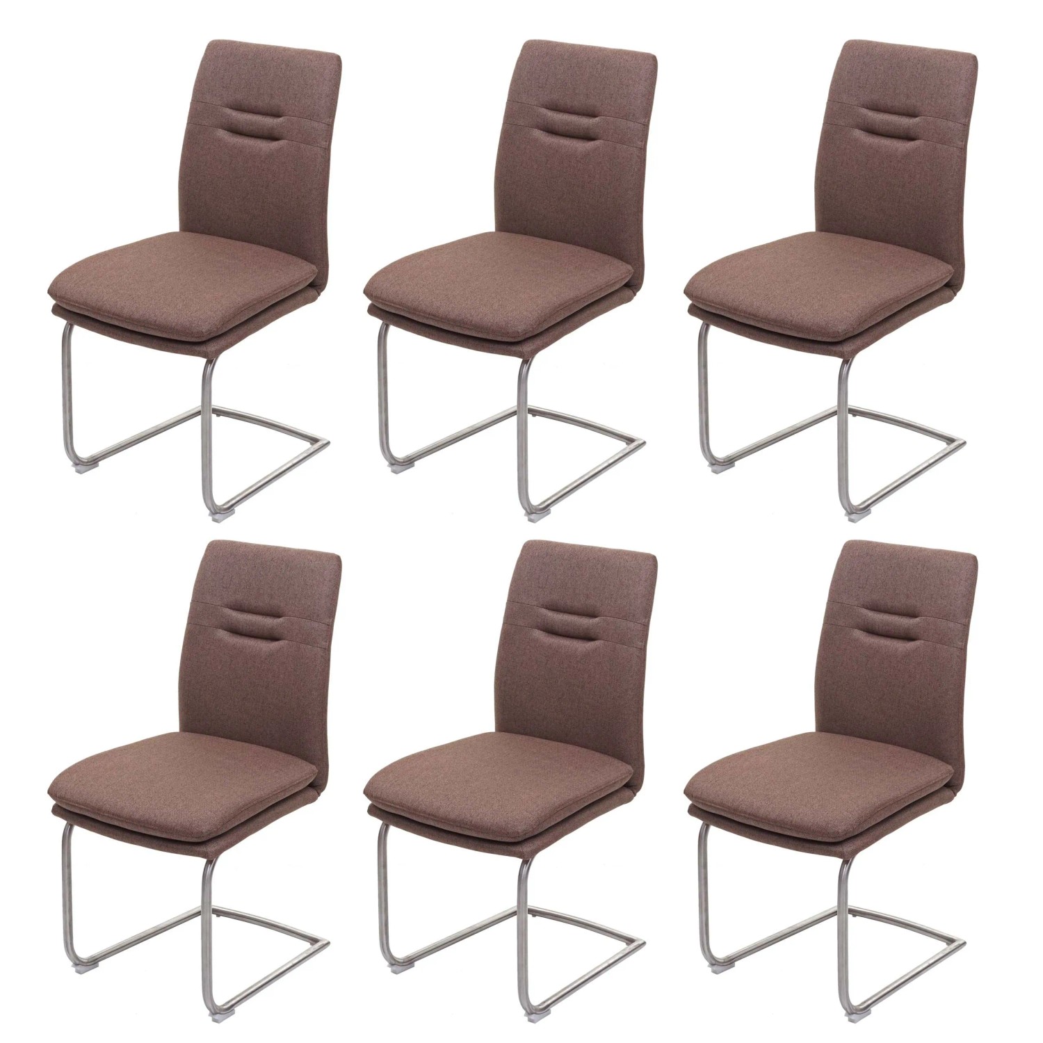 MCW Esszimmerstuhl H70 6er-Set Freischwinger Braun