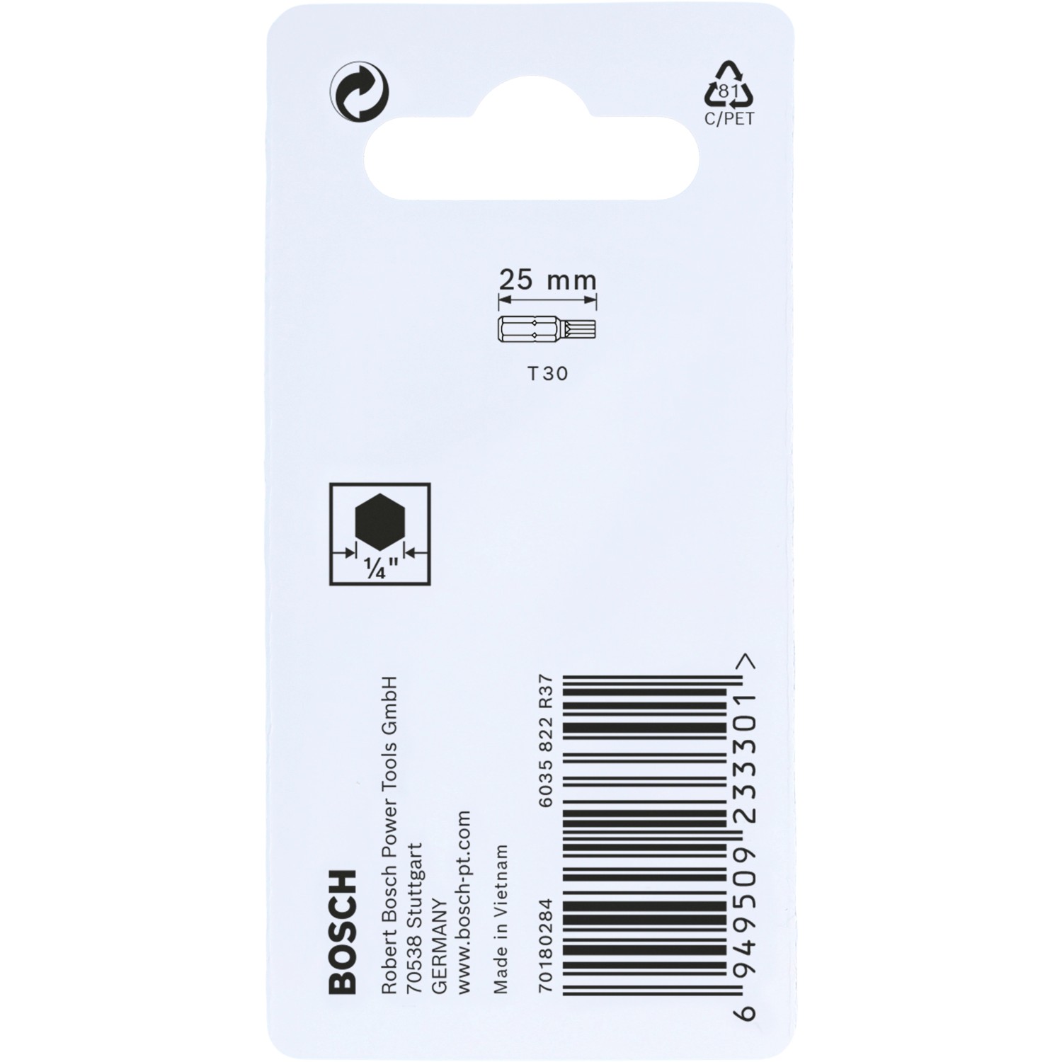 Bosch Insert Bit T30 Impact Control, 2er-Pack. Robuste Schrauberbits für hohe Drehmomente.