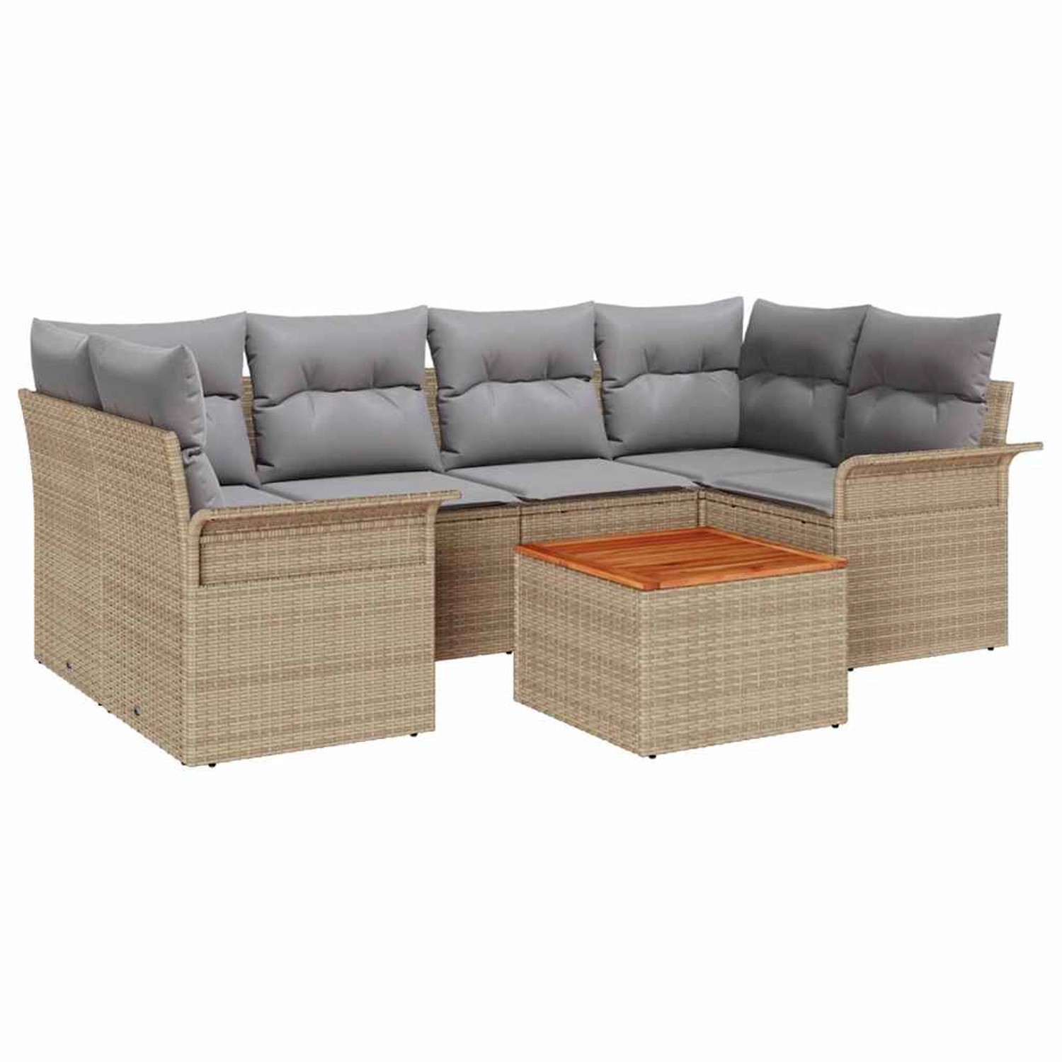 vidaXL Garten-Sofa-Set 7-Tlg Beige Poly Rattan 3347280 günstig online kaufen