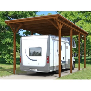 Skan Holz Carport Emsland Caravan Nussbaum, Einzelcarport für Wohnwagen oder Wohnmobil.