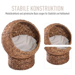PawHut Rattan Katzenkorb mit Kissen, modernes Design aus Naturmaterialien.