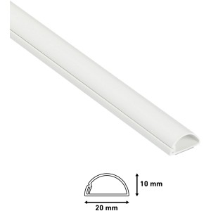 Weißes D-Line Kabelkanal-Set, 20x10mm, 12-teilig, mit Zubehör für die Kabelverlegung.