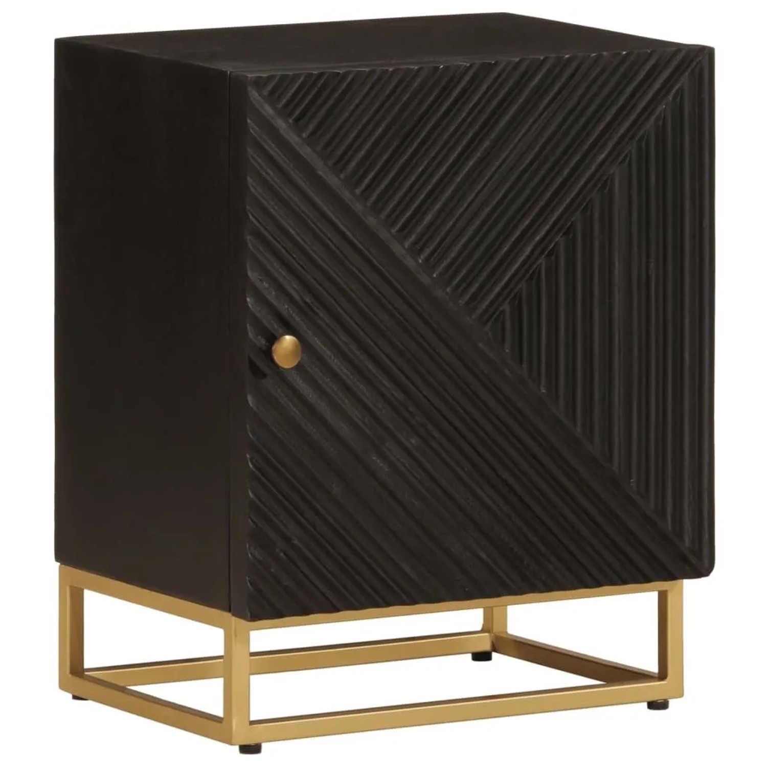 vidaXL Nachttisch Schwarz 40x30x50 cm Massivholz Mango und Eisen 372024