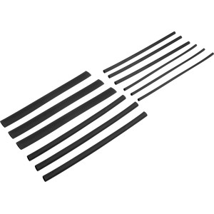 Schrumpfschlauch Set, 12-teilig, doppelwandig, schwarz, verschiedene Größen für Elektroinstallationen.