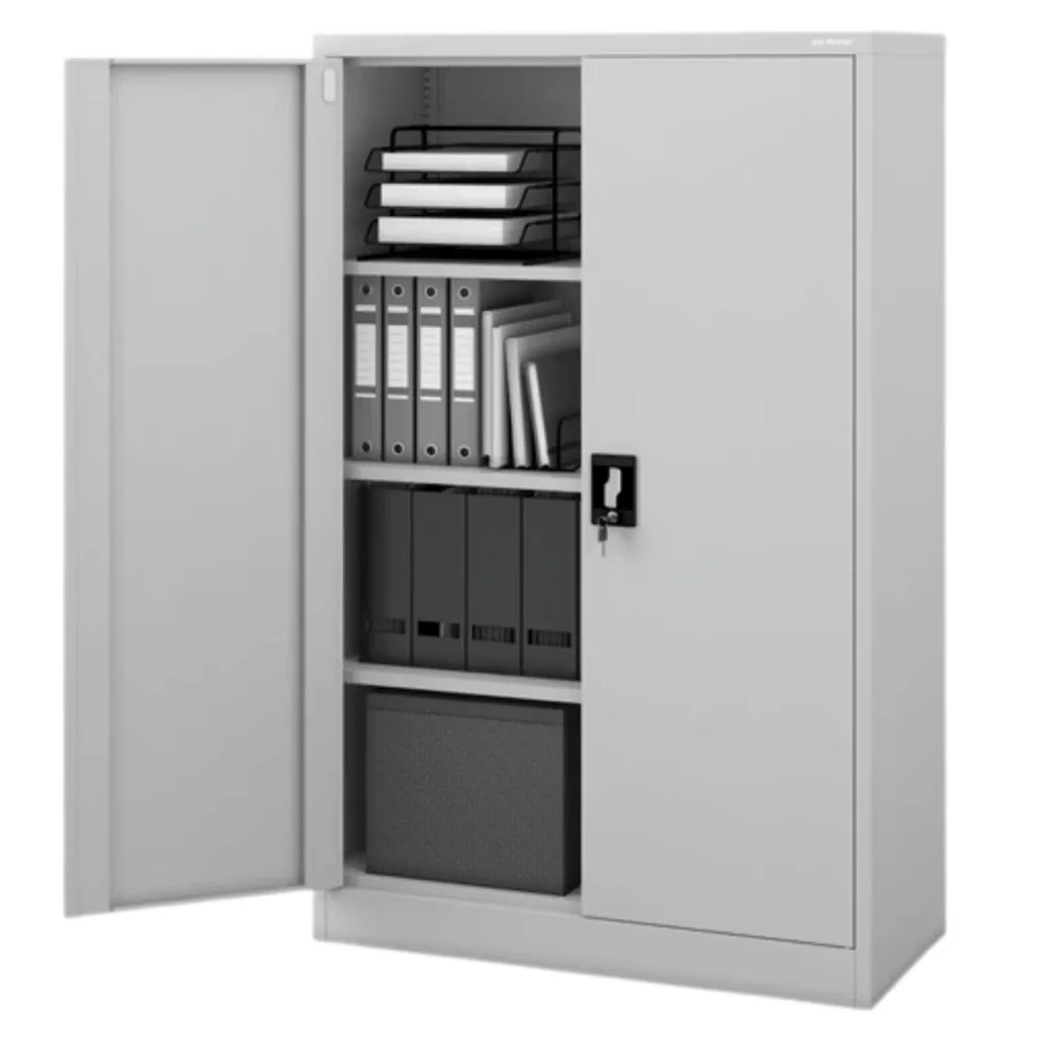 JAN NOWAK Aktenschrank Abschließbar KEVIN mit Flügeltüren 140 x 90 x 40 cm Grau