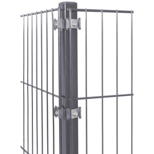 Solid Eckpfosten, anthrazitfarbener Stahl, 150x4x4 cm, für Stab- und Doppelstabmatten.