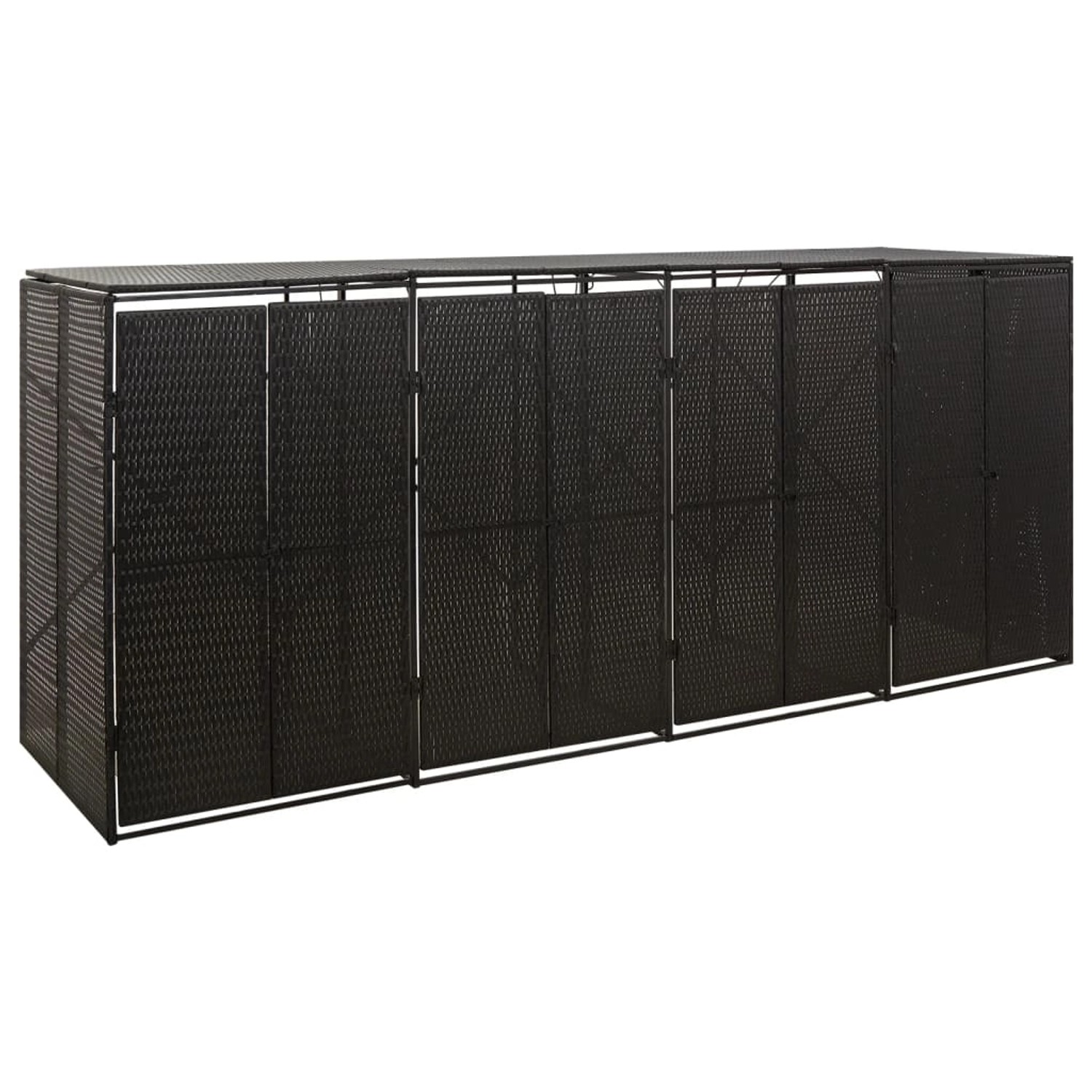 vidaXL Mülltonnenbox für 4 Tonnen Schwarz 274x80x117 cm Poly Rattan 319863
