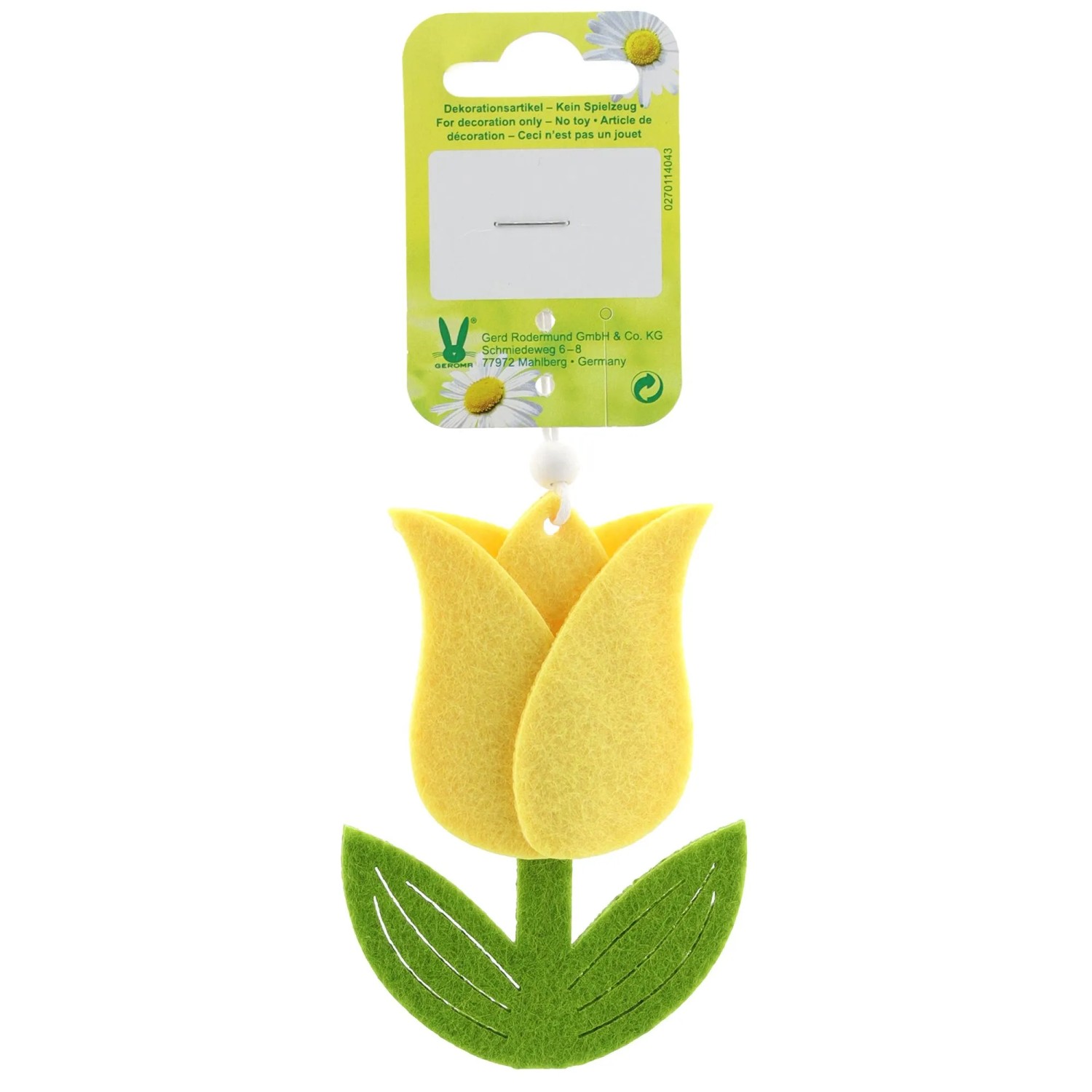 Osterdeko Blume aus Filz 9,5 cm Gelb