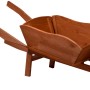 Große, dunkelbraune Pflanz-Schubkarre aus Holz für Garten und Balkon.