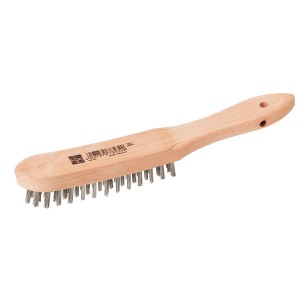 LUX Stahldrahtbürste mit Holzgriff, 4-reihig, zum Reinigen und Entrosten von Holz und Metall.