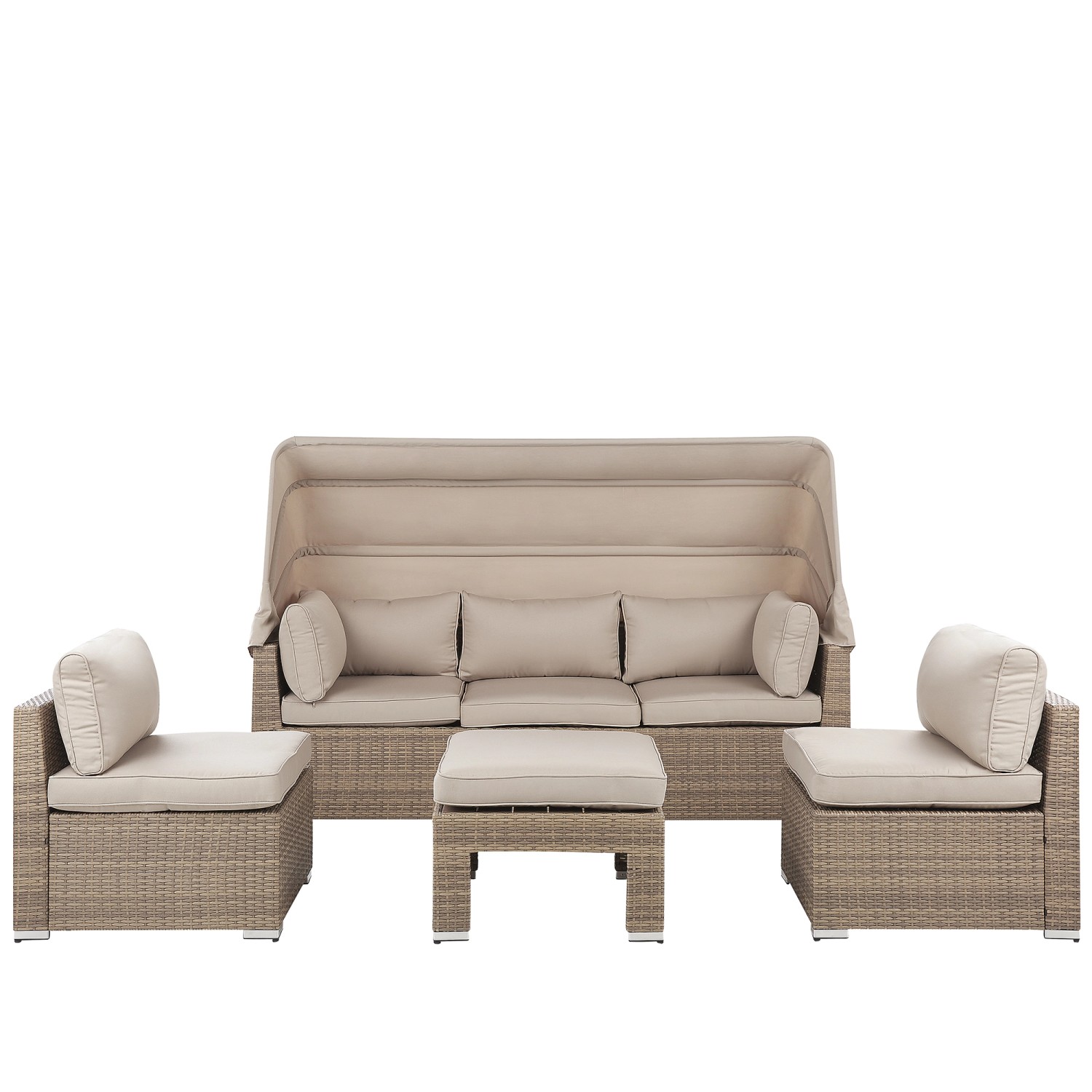 Beliani Lounge Set COCCOLIA Hellbraun 76x213x146