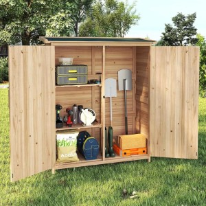 Costway Gartenschrank mit Wasserfestem Asphaltdach & Abnehmbare Regale