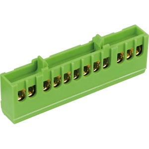 Grüne 12-polige Schutzleiter-Klemme für Erdungsmaterial im Detail.