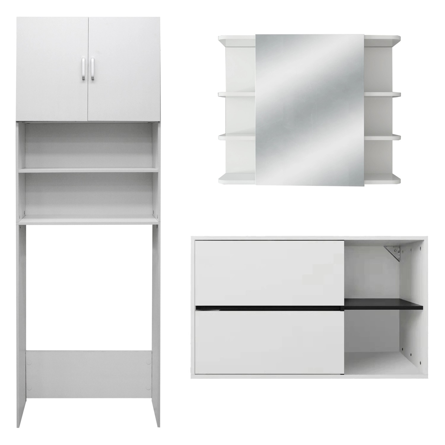 ML-Design Badmöbel-Set 3-Teilig Spiegelschrank Waschtisch mit Unterschrank günstig online kaufen