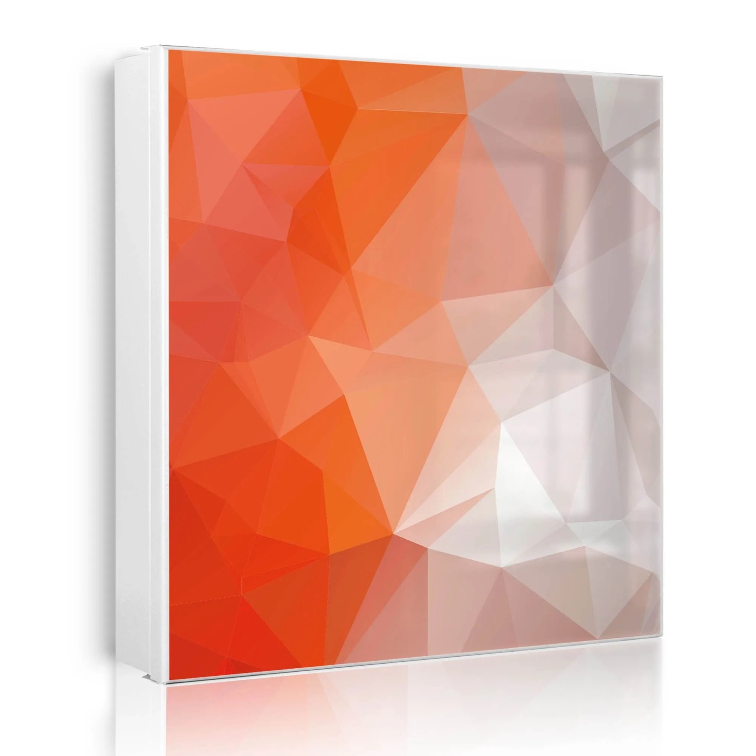 Banjado Großer Schlüsselkasten Metall 30x30cm Weiß Scharnier Links 50 Haken Beschreibbar Magnetisch Motiv Orange Polygon