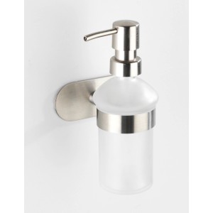 Wenko Seifenspender Orea mit matter Edelstahl-Halterung und satiniertem Glas, ca. 200 ml.