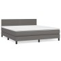 Graues vidaXL Boxspringbett 180x200 cm mit Kunstleder-Bezug und Matratze.