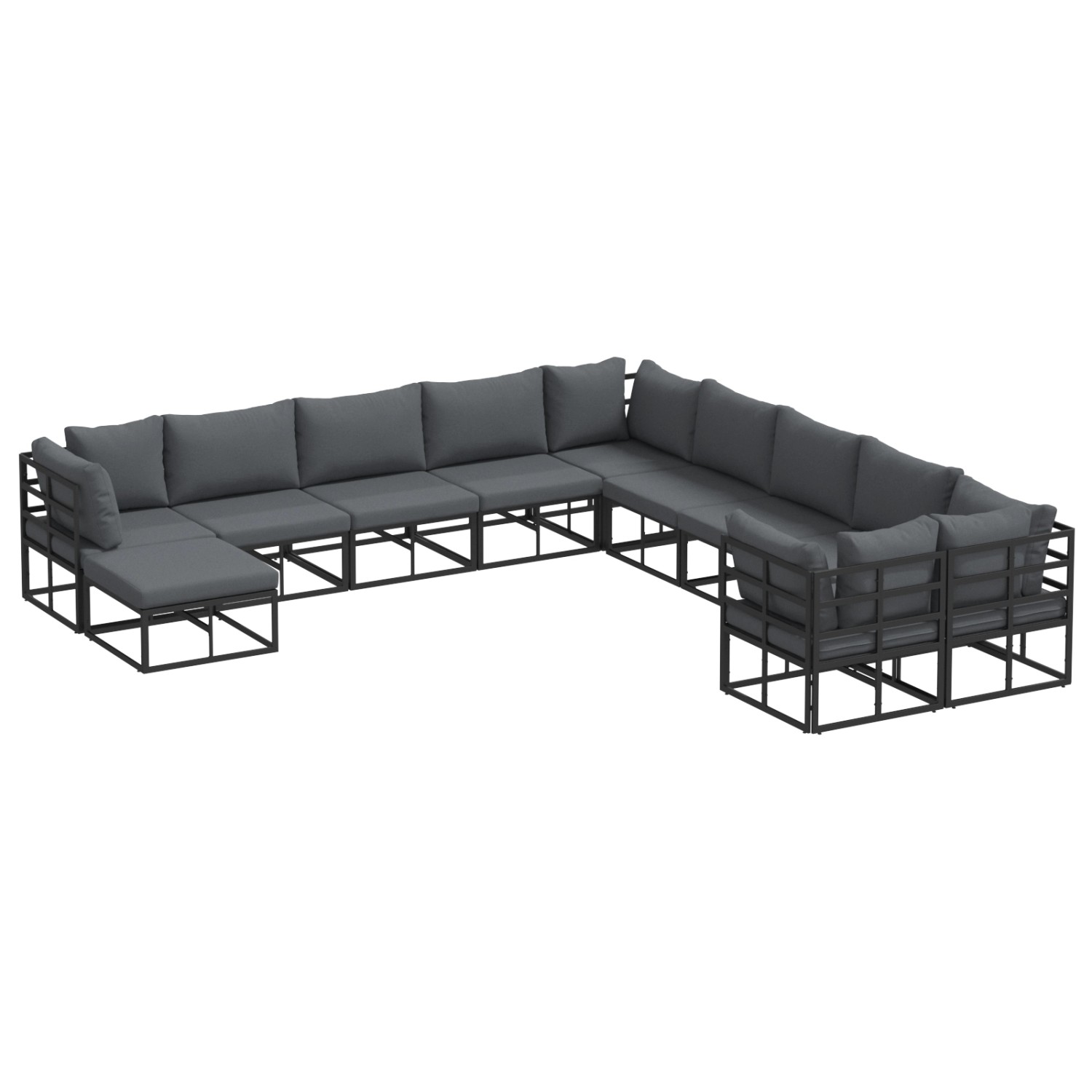 vidaXL Garten-Sofa-Set 11-Tlg Schwarz Aluminium 3378940 günstig online kaufen
