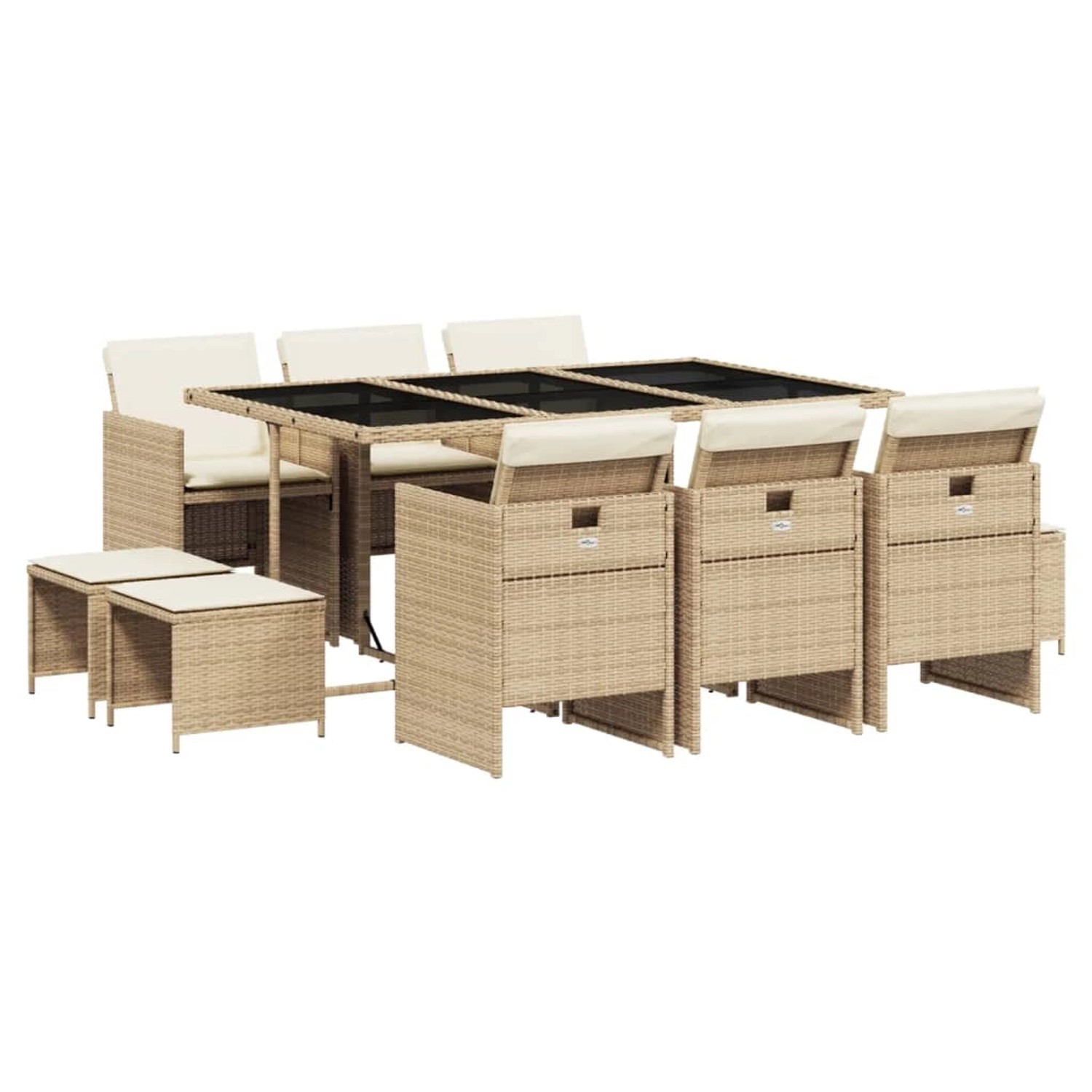 vidaXL 11-tlg Garten-Essgruppe mit Kissen Beige Poly Rattan Modell 18 günstig online kaufen