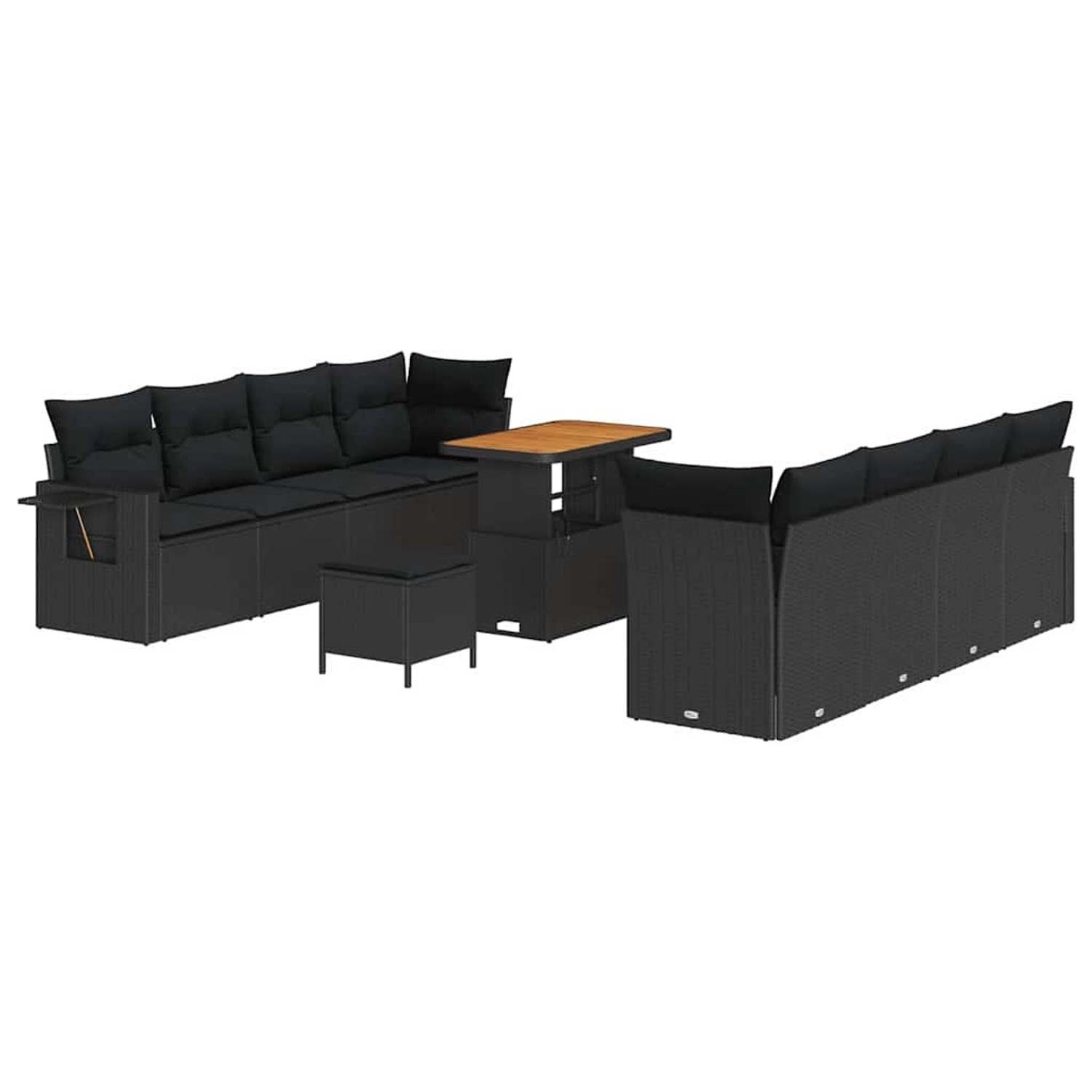 vidaXL Garten-Sofa-Set mit Speicher 11-Tlg Schwarz Poly Rattan 3361719 günstig online kaufen