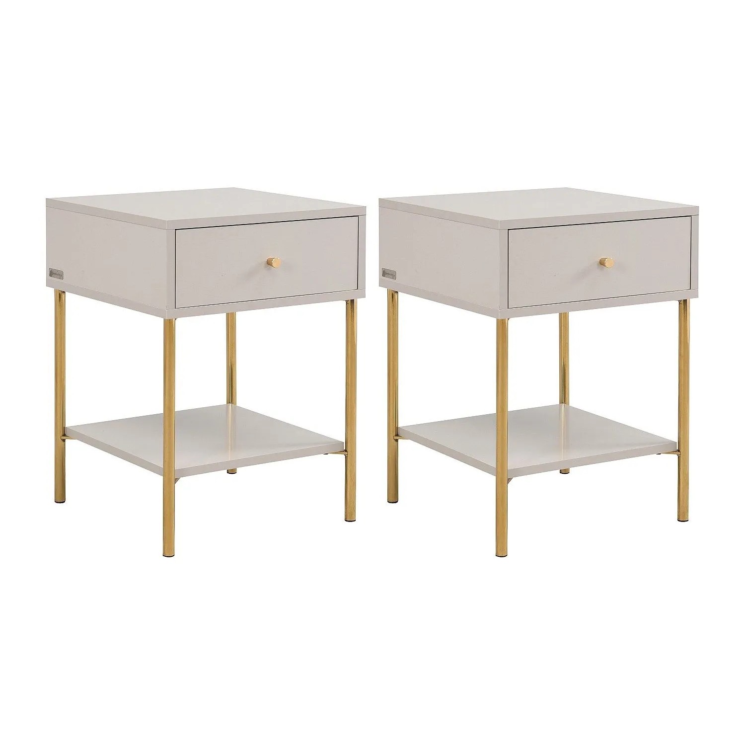 Vente-unique Nachttisch Milavia Beige  Goldfarben 40 cm