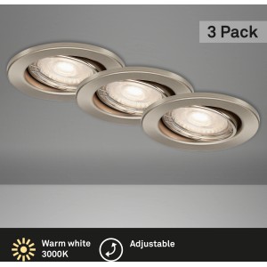 3er Set Briloner LED Einbaustrahler, Nickel matt, warmweiß, schwenkbar.
