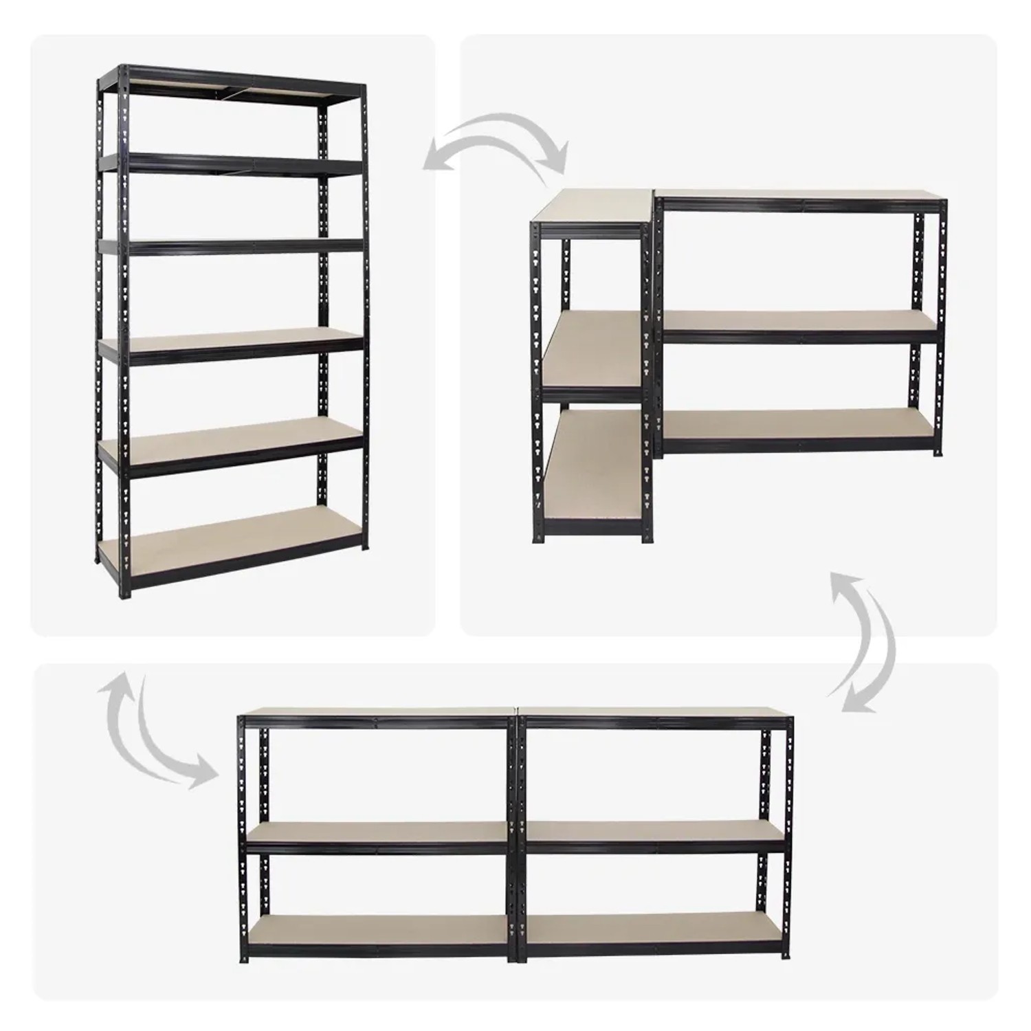 PROREGAL Schwerlastregal Giant Tiger XL, 6 Ebenen, schwarz, als Regal oder Werkbank nutzbar.