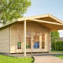 Weka Weekendhaus 137 A mit Vordach, 380x580 cm, aus Holz. Ideal als Gartenhaus oder Ferienhaus.