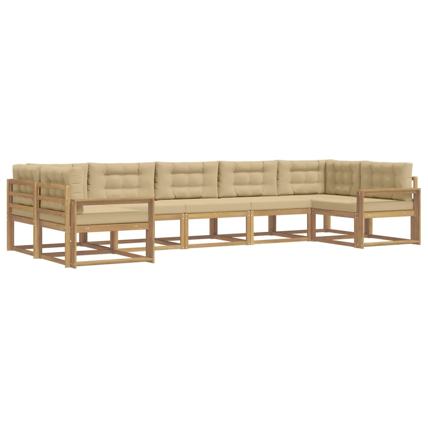 vidaXL Outdoor-Sofagarnitur mit Kissen 7 Stk Weiß und Beige 3386977