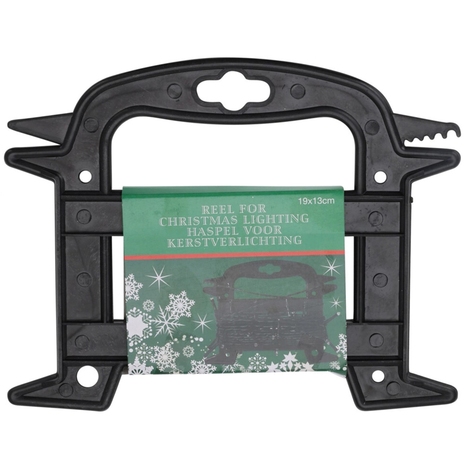 Schwarze Kabelwinde (19x13cm) zur Aufbewahrung von Lichterketten. Praktisch für Innen-Lichterketten.