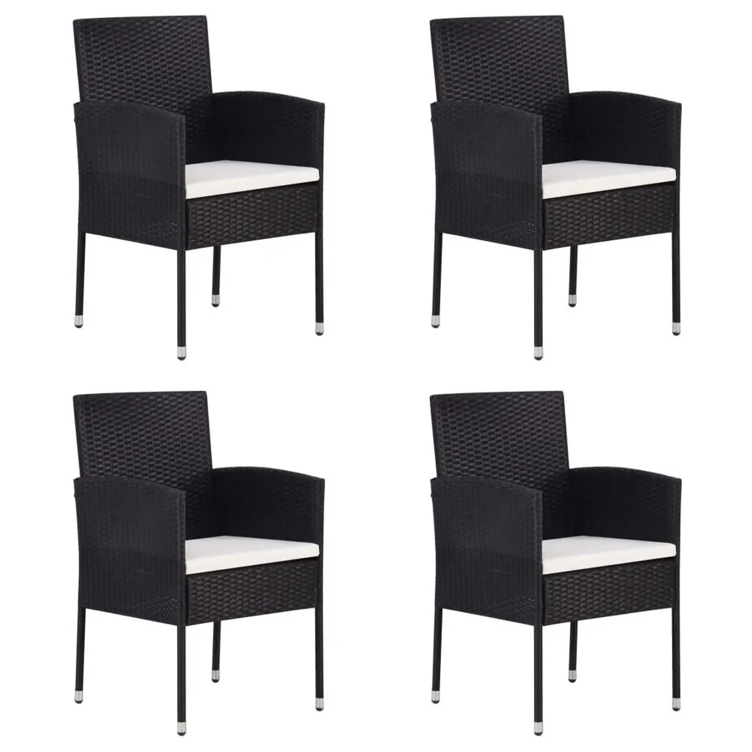 Furnicato Gartenstühle Mit Kissen In Cremeweiß 4 Stk Schwarz Polyrattan