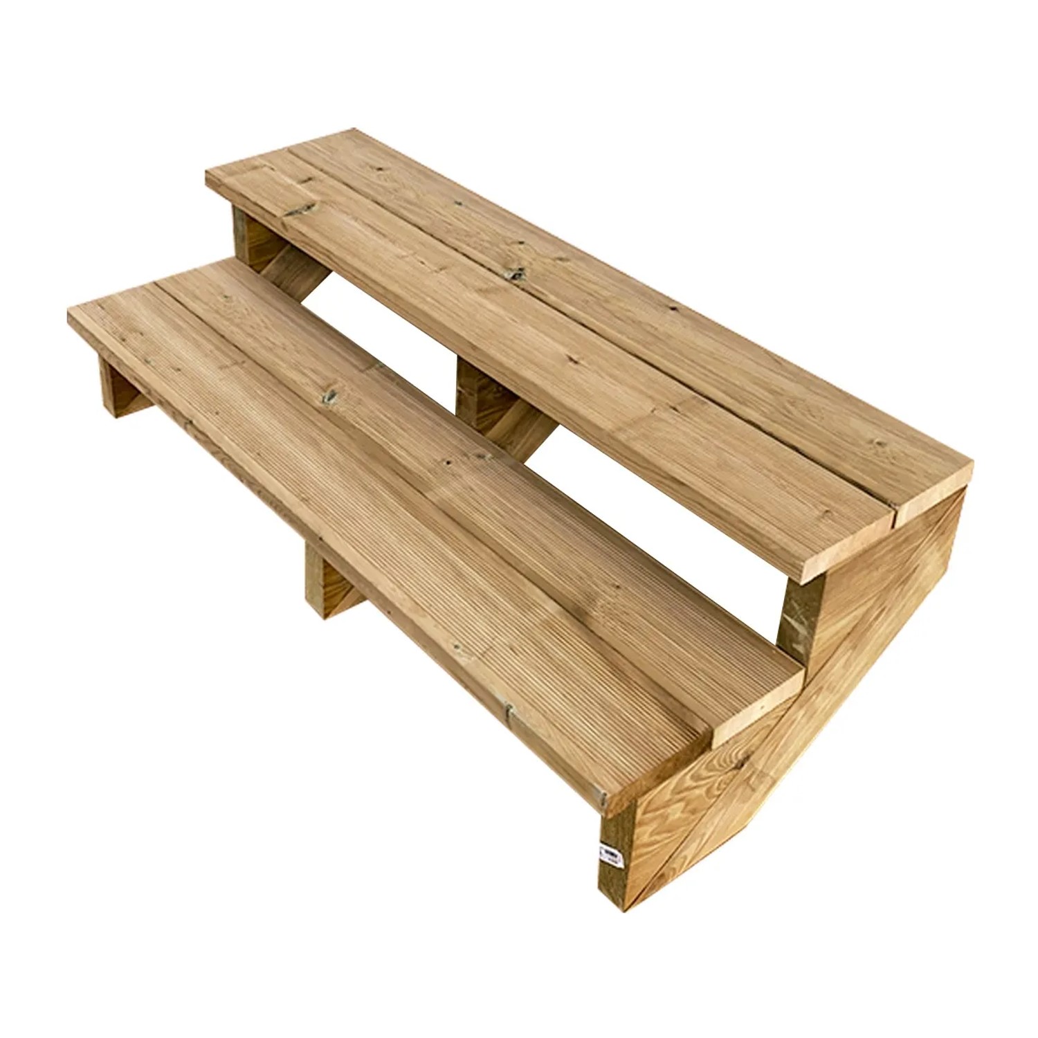 Vinuovo Außentreppe aus Holz, 2 Stufen, 120cm breit, ohne Setzstufen.