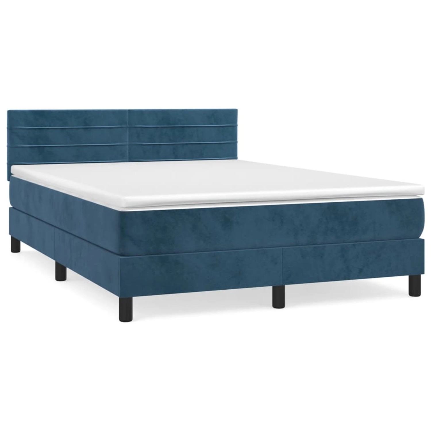 vidaXL Boxspringbett Boxspringbett mit Matratze Dunkelblau 140x200 cm Samt günstig online kaufen