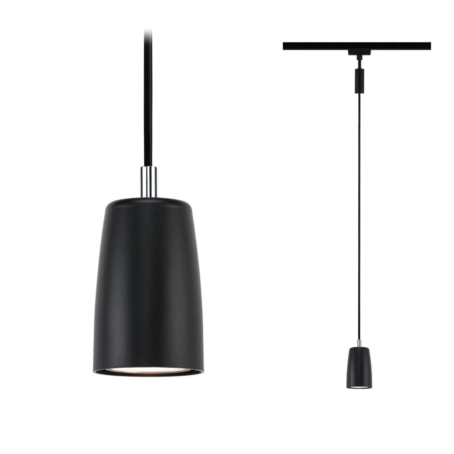 Paulmann Pendel Cover URail, schwarz matt, Ø 6,5 cm. Zylindrische Hängeleuchte für LED-Schienensysteme.
