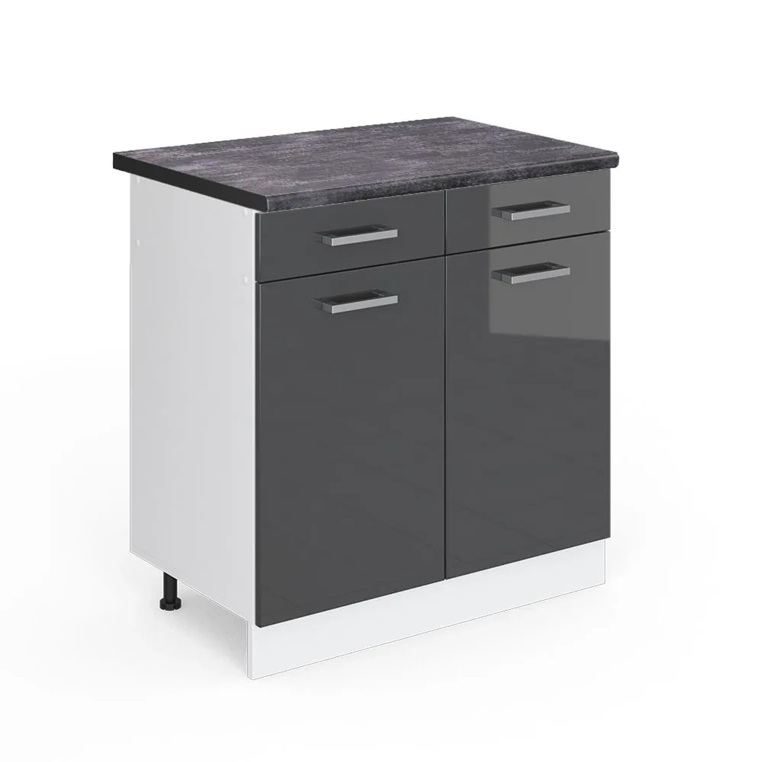 Vicco Küchenunterschrank R-Line Anthrazit Hochglanz Weiß 80 cm AP Anthrazit