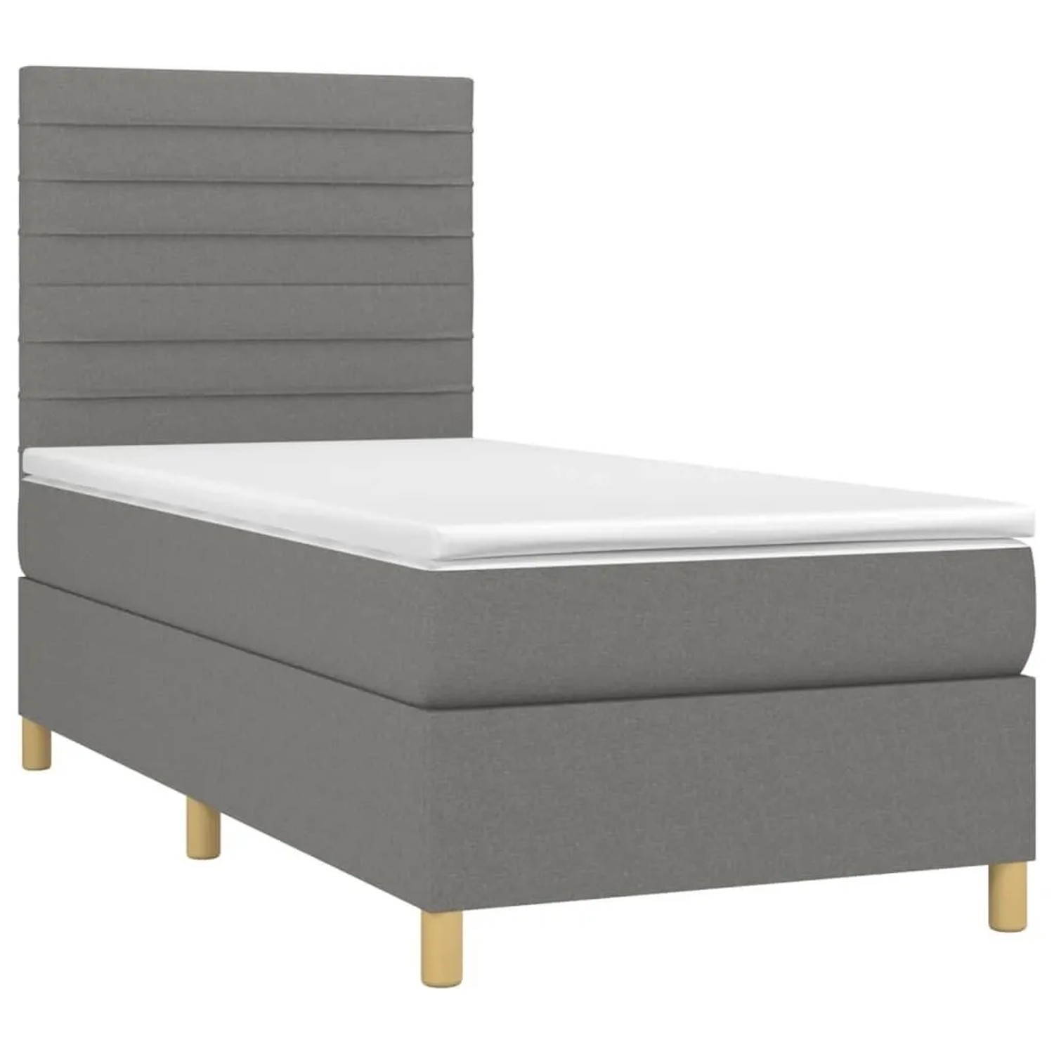 vidaXL Boxspringbett mit Matratze & LED Dunkelgrau 100x200 cm Stoff 3135494 günstig online kaufen