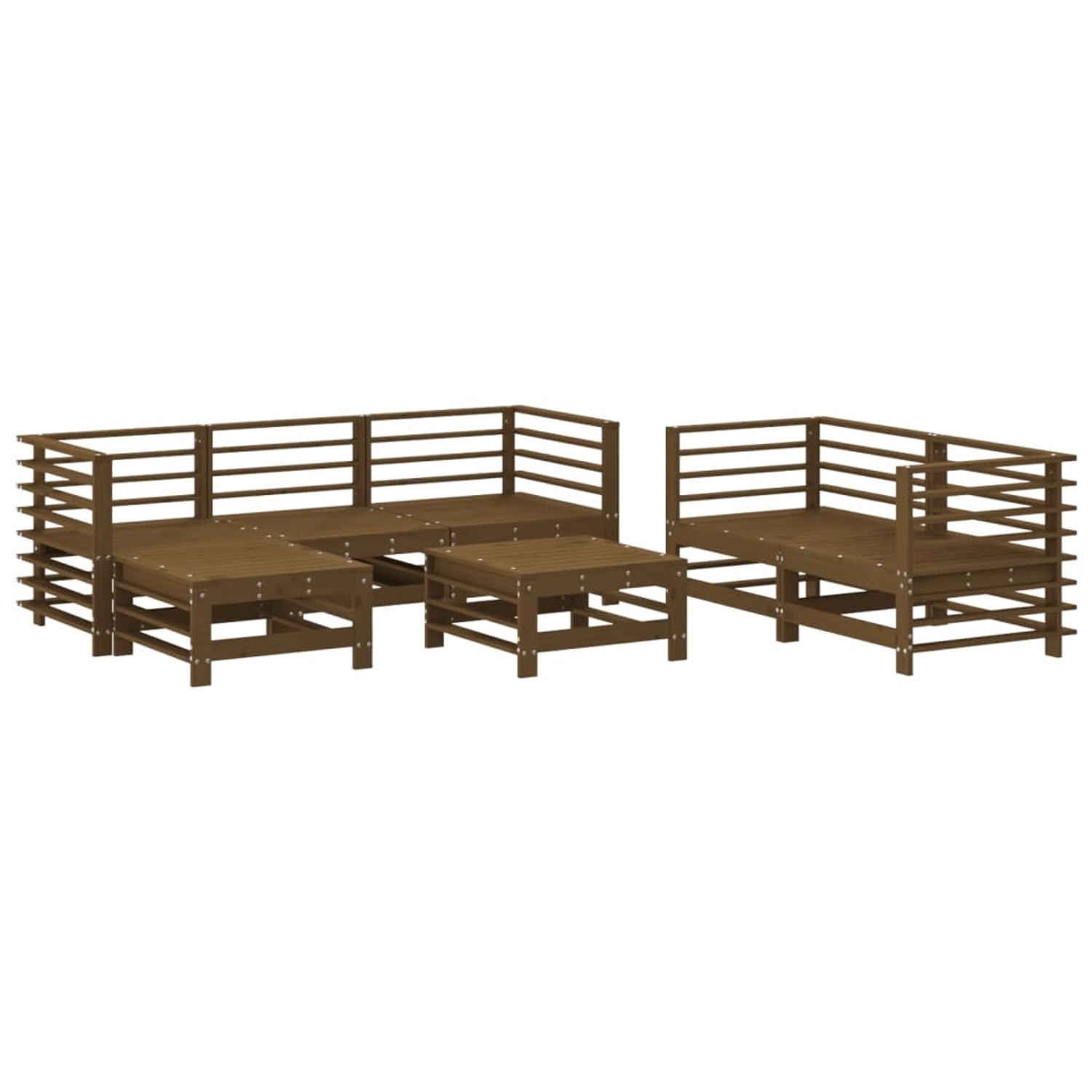 vidaXL 7-tlg Garten-Lounge-Set Honigbraun Massivholz Kiefer Modell 49