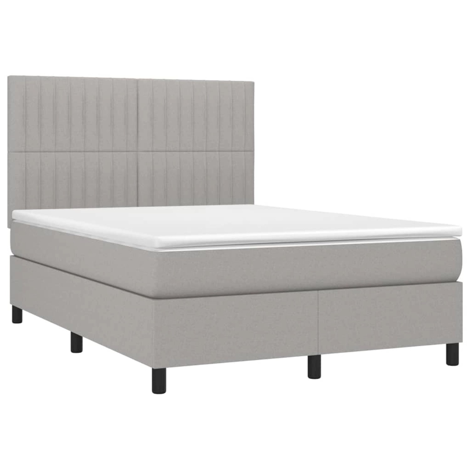 vidaXL Boxspringbett mit Matratze & LED Hellgrau 140x190 cm Stoff 3135029 günstig online kaufen