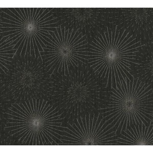 A.S. Création Vliestapete Modern Starburst in Schwarz und Gold mit Sternmuster.