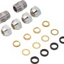 Quetschverschraubung Set, Ø 10mm, gerade, 2 Stück, aus Messing mit Dichtungen und Einlegescheiben.