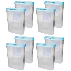 8er-Pack Bestlivings Frischhaltebox Schüttdose 2,8L, transparent mit türkisfarbenem Deckel.