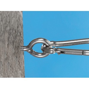 Edelstahl Ösenschraube zur Sonnensegel-Befestigung an Holz oder Metall.