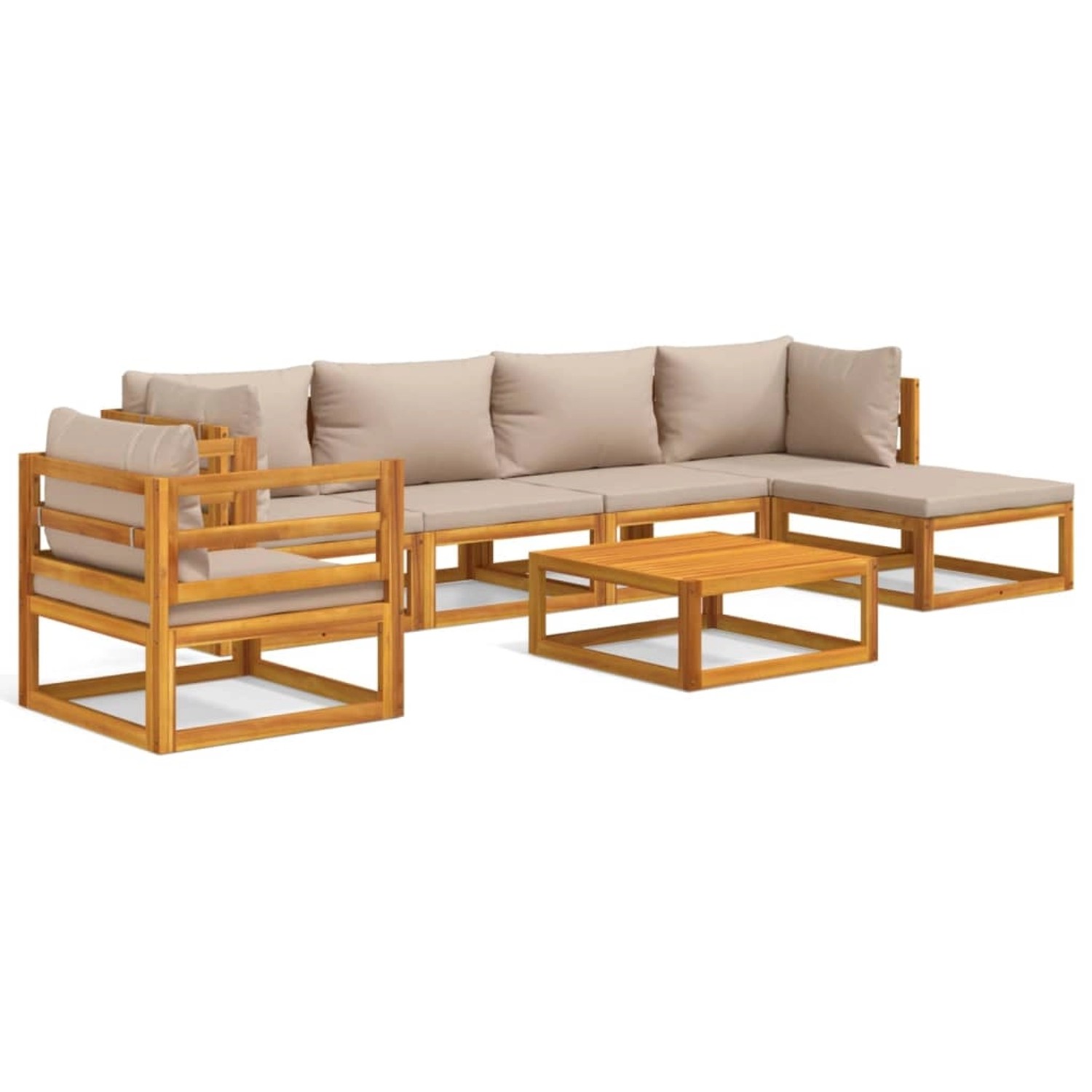 Vidaxl 7-tlg. Garten-lounge-set Mit Taupe Kissen Massivholz günstig online kaufen