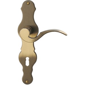 AnsaPro Zimmertür-Garnitur Nil, Messing brüniert, Türbeschlag mit Langschild und Türgriff.