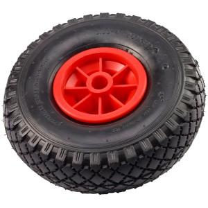 Luftrad Ø 260 mm mit roter Felge, Nabe 75 mm, für Rollen und Räder.