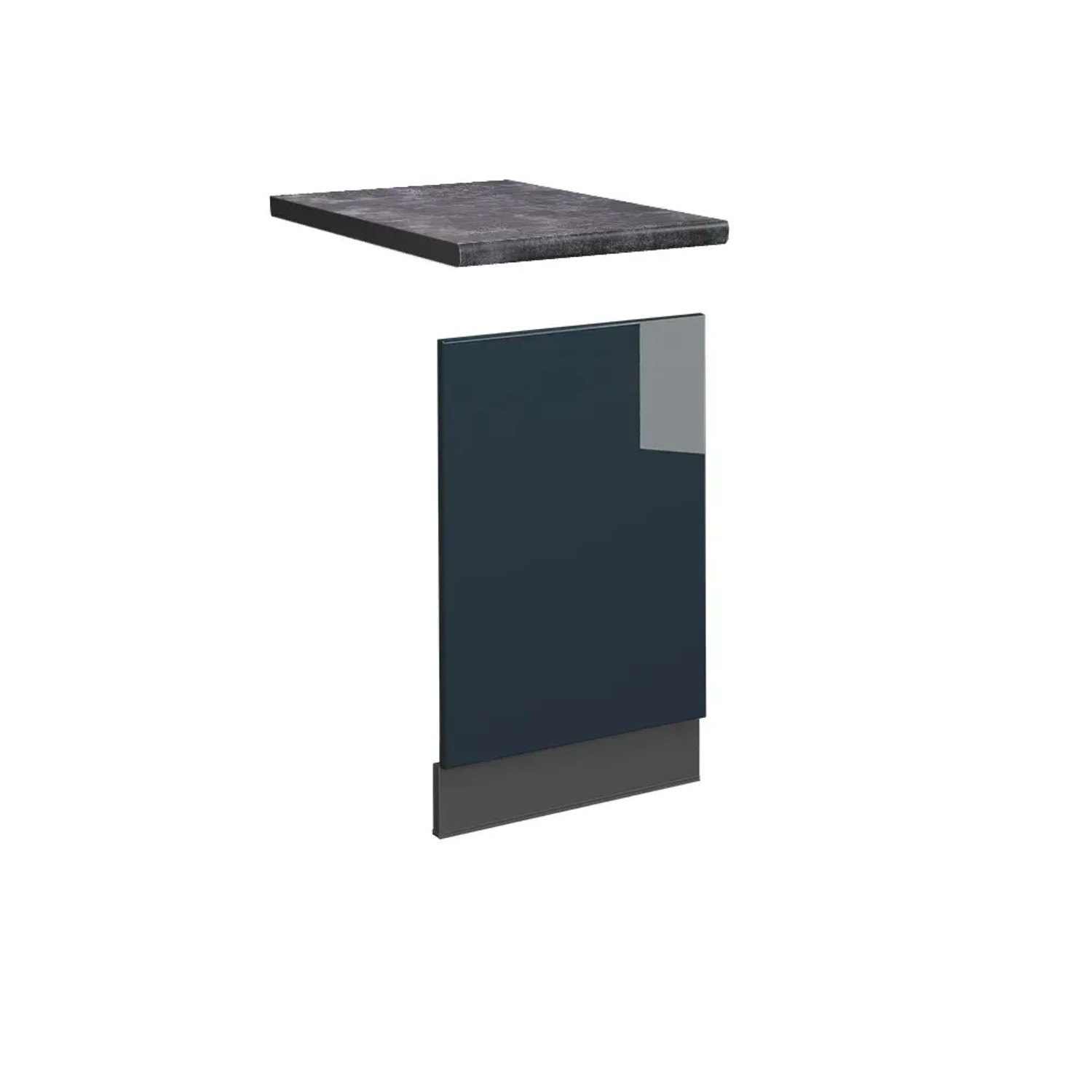 Vicco Frontblende Fame-Line Geschirrspüler Fronttür Dunkelblau Hochglanz 45 cm AP Anthrazit mit Anthrazit Korpus