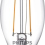 Philips LED E14 Kerzenlampe, 2er Set. Klares Glas, warmweißes Licht.