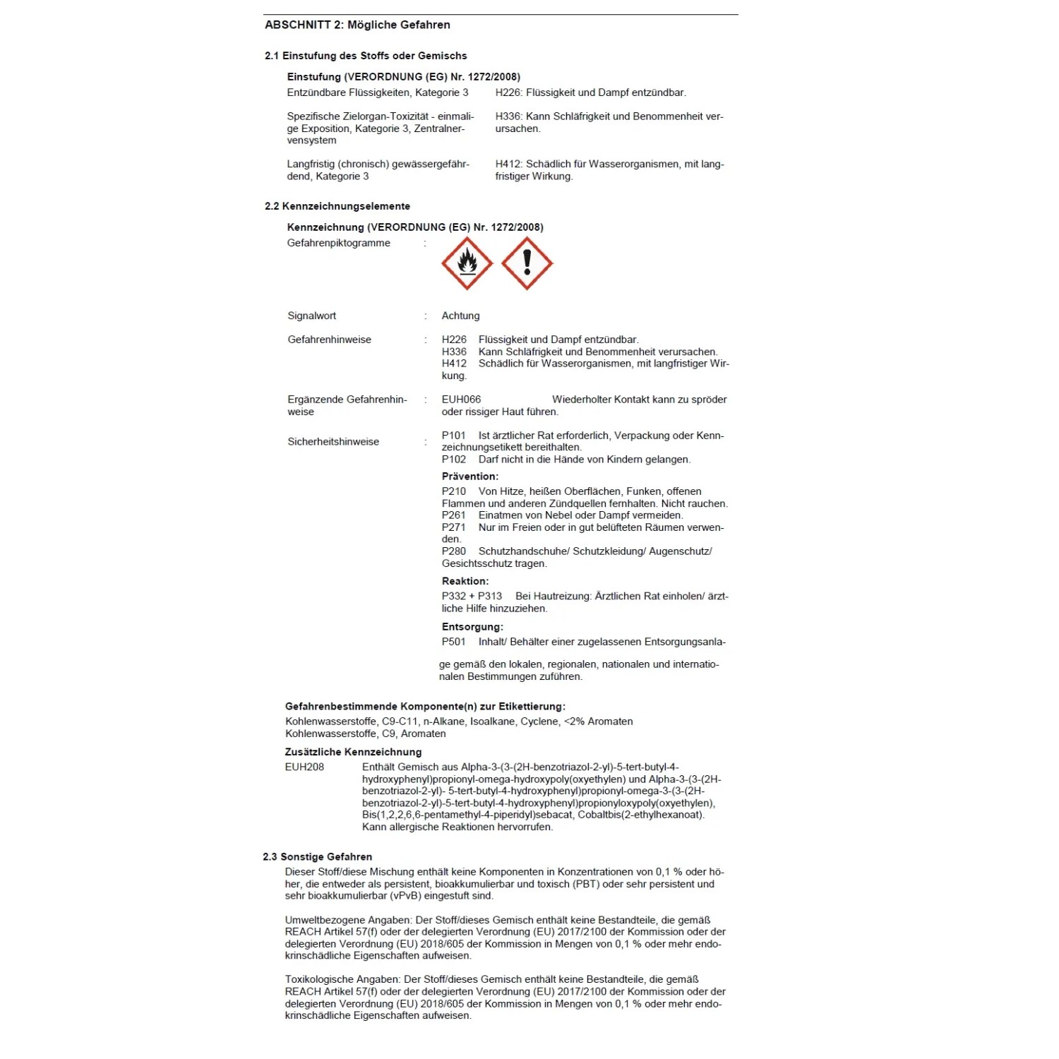 Sicherheitsdatenblatt: Gefahrenhinweise und Sicherheitsvorkehrungen für chemische Produkte.